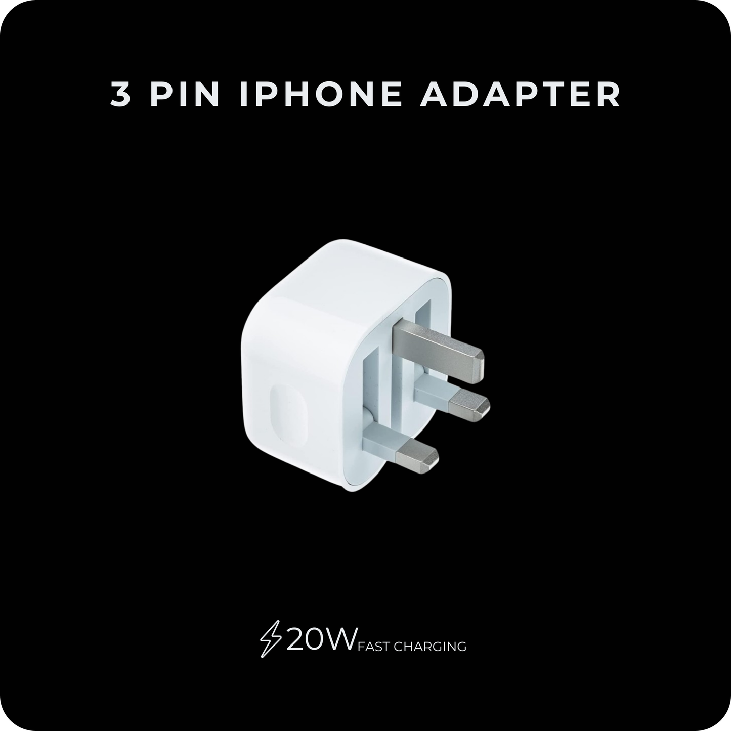 3 Pin Adapter 20w Fast charging With Compatible Lightning Cable (ORIGNAL)